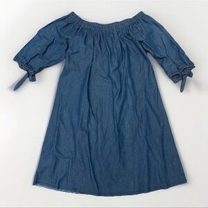 Speed Control Women’s Denim Off Shoulder Dress Blue Tie Sleeve Medium Casual